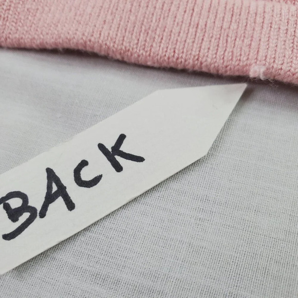 Vintage Orvis Cardigan Women Medium Pink Knit Sweater Sailor Flap Collar Minimal - Picture 16 of 16
